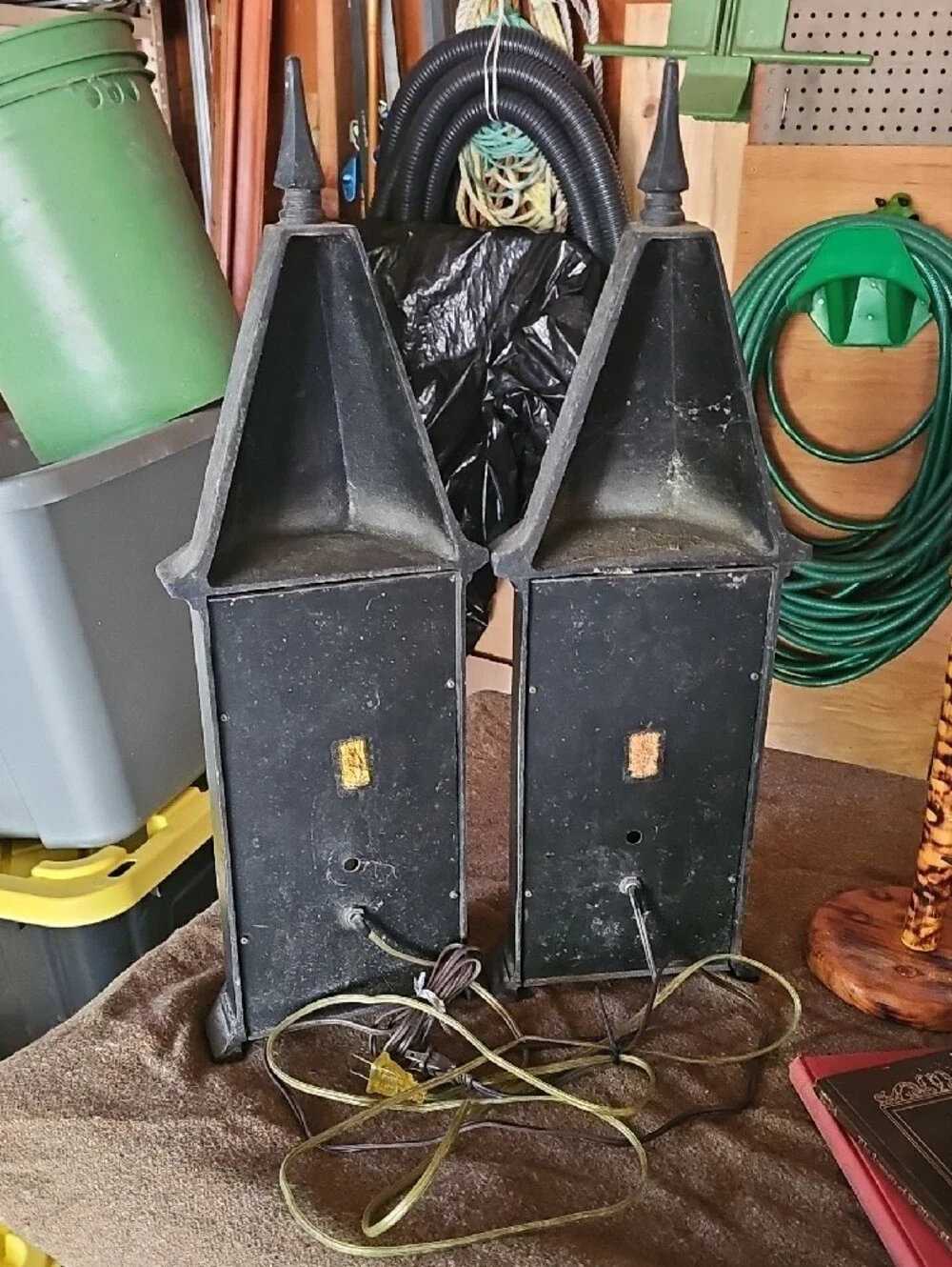 Vintage 1950s Black And Amber Lights - Set of 2